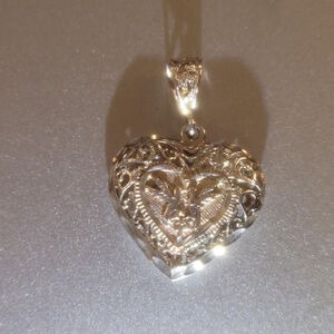 Diamond Cut Love Birds Sterling Silver Heart Pendant Only #heartjewelry